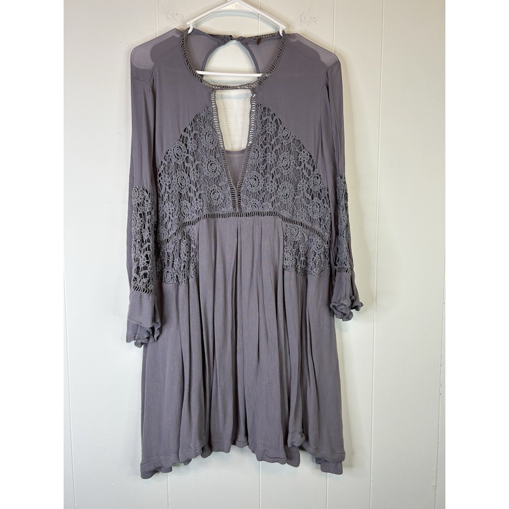 Free People Mini Dress No Size Crochet Bohemian dress Mauve purple 255